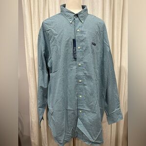 CHAPS Men's Easy Care Plaid Long Sleeve Waffle Button-Down Shirt Size 4XB